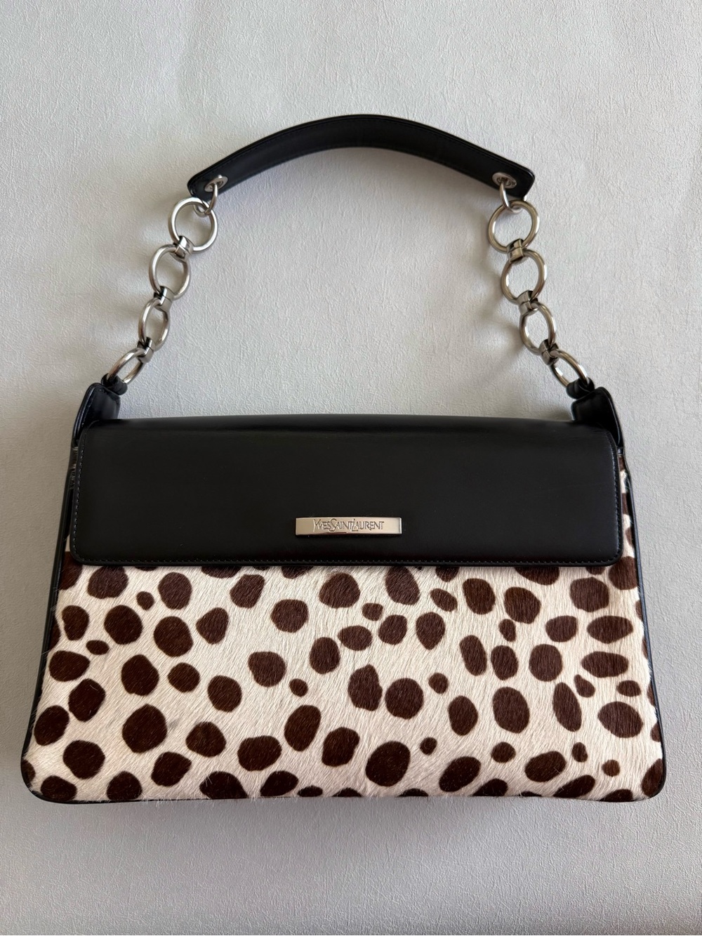 Vintage Saint Laurent Animal Print Calf Hair Shoulder Bag
